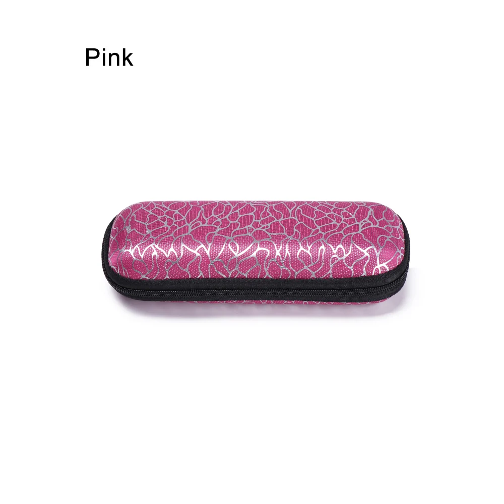 Портативный унисекс футляр для очков на молнии в полоску защитный чехол для солнцезащитных очков Переносной Контейнер прочный жесткий металлический Чехол для очков - Цвет: Pink