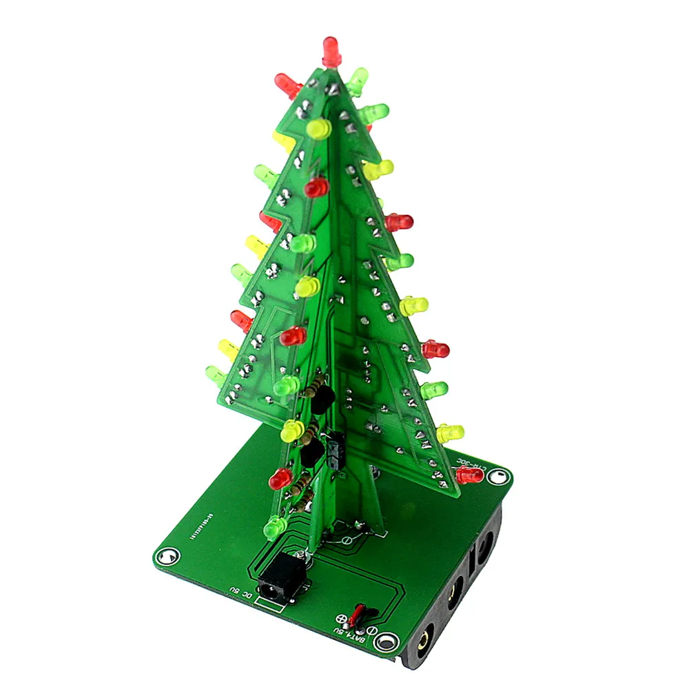 Three Dimensional 3D Christmas Tree LED DIY Kit Red Green Yellow LED Flash Circuit Kit Electronic Fun Suite in Integrated Circuits from Electronic