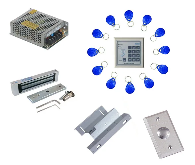

Free ship by DHL,access control kit ,keypad EM access control+power+180kg magnetic lock+ZL bracket+button+10 em cards,sn:em-007