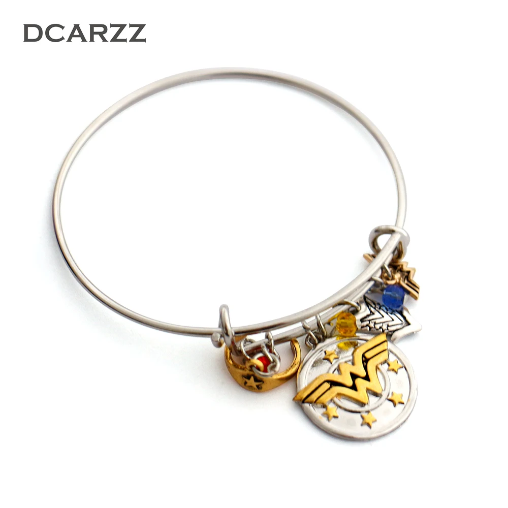 

Wonder Woman Charm Bracelet with Armor/Tiara/Crystals Diana Prince Justice League Cosplay Adjustable Expandable Bangle Wholesale