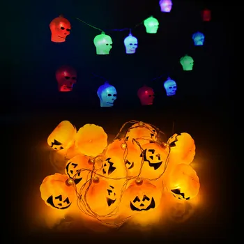 

16pcs/set Halloween Decoration Lights Specter Doll Pumpkin Skull LED String Light 4.5M Operated Rope Outdoor Party Garden E
