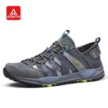 HUMTTO Мужская прогулочная обувь дышащая сетка свиная кожа сшивание модные кроссовки на шнуровке Нескользящая износостойкая спортивная обувь