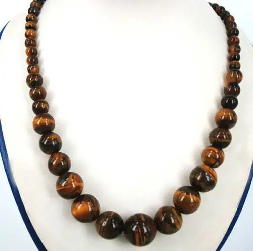 

FREE SHIPPING *****Jewelry 6-14mm natural Tiger's Eye Gem Beads Necklace
