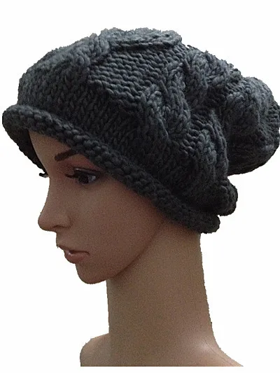 BomHCS осенне-зимняя шапка с серым цветком модные вязаные шапки женские теплые шапочки