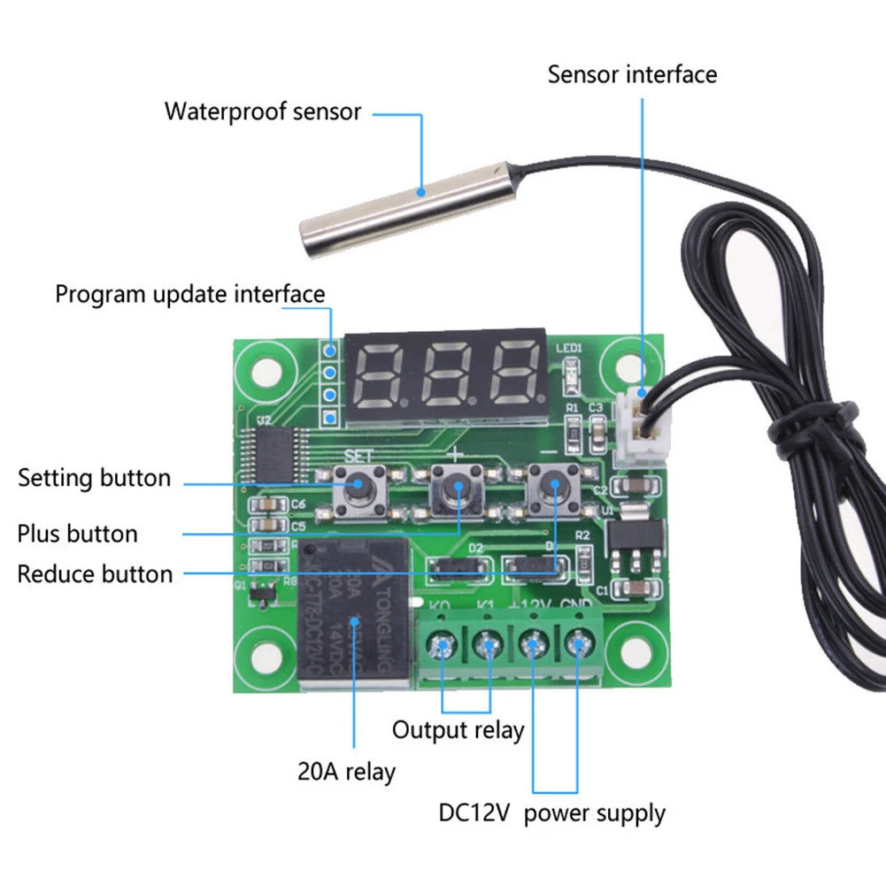 DC 12 V-50~ 110C мини-термостат цифровой регулятор Температура контроллер переключателя пластины Водонепроницаемый NTC Сенсор для инкубатора темп