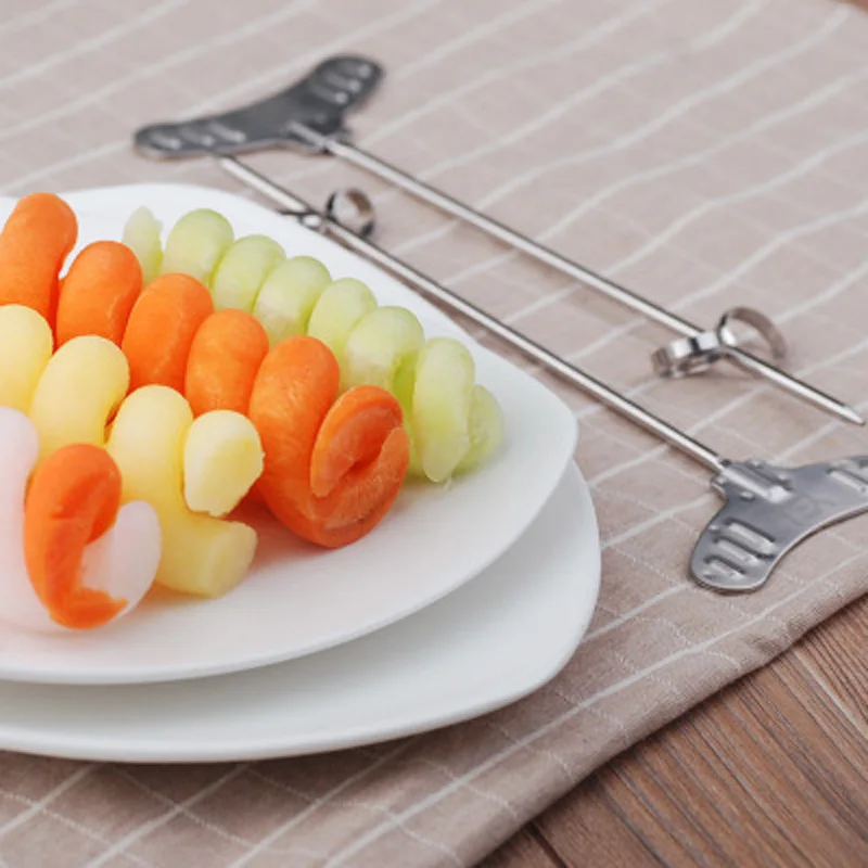 304 Stainless Steel Magic Spiral Twist Knife Creative Cucumber Rotary Kitchen Swing Plate Vegetable Decoration Tool Garnishes