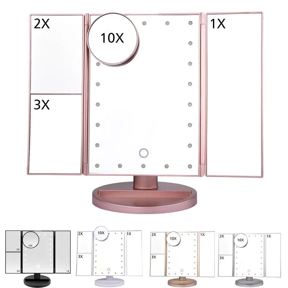 Горячая продажа зеркало для макияжа 10X22 настольная Светодиодная лампа настольное Сенсорное зеркало 1X/2X/3X/10X регулируемое USB 4 батарея