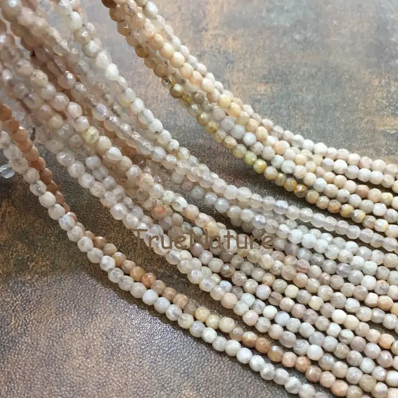 

Fashion Tiny Sunstones Beads Jewelry Faceted Round Sunstones Loose Full Strands Beads In 3 mm PM5922