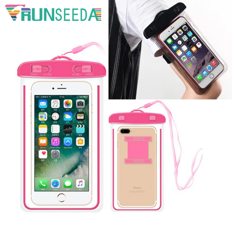 

Runseeda Touchscreen Swimming Arm Bag IPX8 Waterproof Mobile Phone Pouch Smartphone Sealed Storage Pack Lanyard Diving Armbands