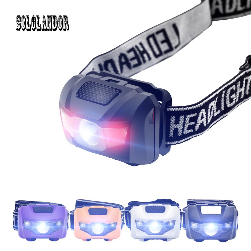 

SOLOLANDOR Red 2 LEDs White 1 LED 3W XPE Mini Headlamp 4 Modes Waterproof Headlight Hunting Head Lamp AAA Torch Lantern Light