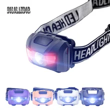 SOLOLANDOR Red 2 LEDs White 1 LED 3W XPE Mini Headlamp 4 Modes Waterproof Headlight Hunting Head Lamp AAA Torch Lantern Light sipids s10 1 led white 2 led red 2 mode headlamp black fluorescent green 3 x aaa
