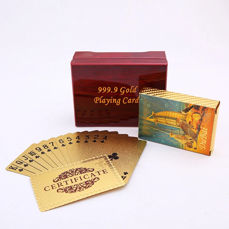 

DUBAI-01 Playing Cards packing with wooden box in Waterproof collection Durable creative custom full color PETpoker for gift