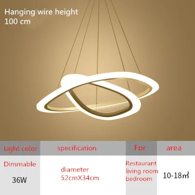 Скандинавский светодиодный светильник-люстра, лофт, скандинавский подвесной светильник, домашнее декоративное освещение, Светильники для гостиной, современные подвесные светильники - Цвет корпуса: 2 ring 52cmX34cm