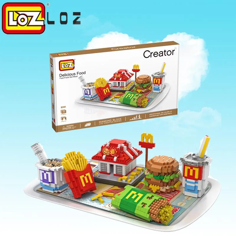 

Loz house hamburger coke set meal DIY building block mini diamond nanoblock educational toys for kids gifts