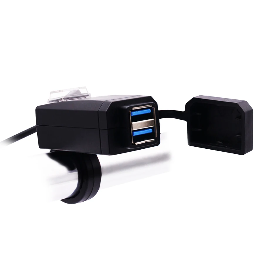 

New Motorcycle Handlebar Charger QC3.0 Dual USB Port Power Supply Adapter Socket Quick Charge For Huawei Phone Waterproof