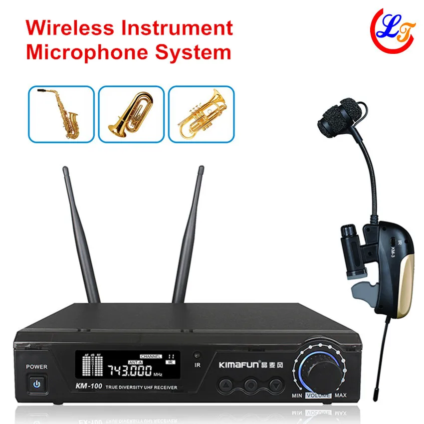 Professional UHF Wireless Instrument Saxophone Tuba Trumpet Microphone