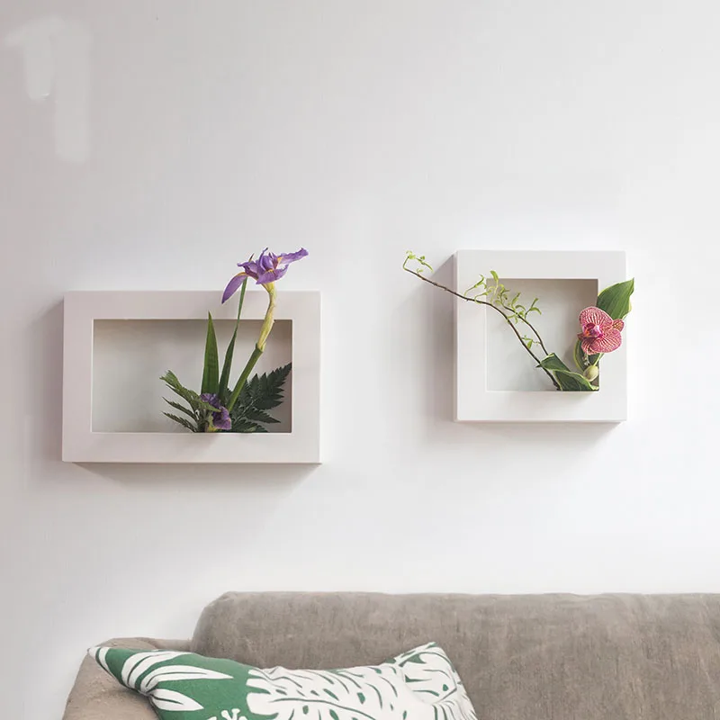 Japanese Ikebana Plastic Plant Arrangement Tools, Photo Frame Flower Pot, Wall Hanging, Living Room, Desktop 2