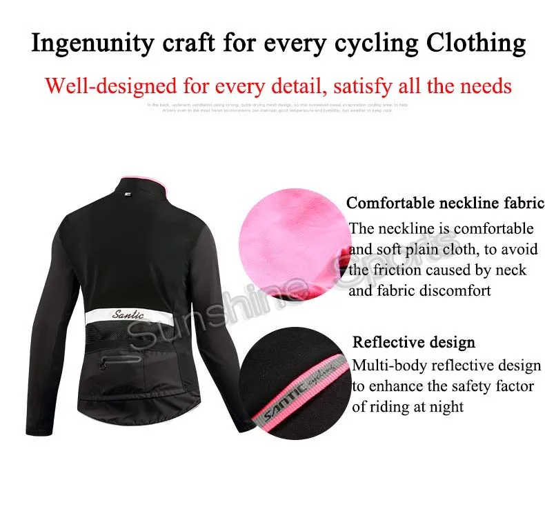 Santic, ветрозащитная куртка для велоспорта, весна-осень, теплая одежда для велоспорта, Женская куртка для верховой езды, пальто для спорта на открытом воздухе, велосипедная Джерси