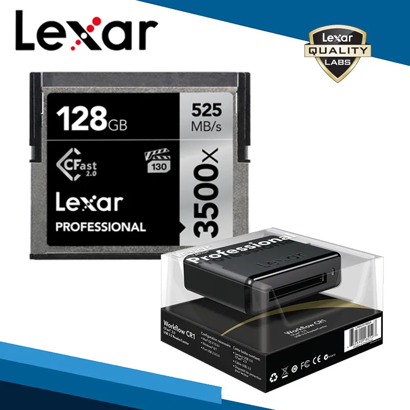 Lexar Cfast 2,0 карта 3500X525 M/s карта памяти 512 ГБ 256 ГБ 128 Гб 64 Гб C высокоскоростная профессиональная камера для хранения дрона - Емкость: 128G Card and Reader