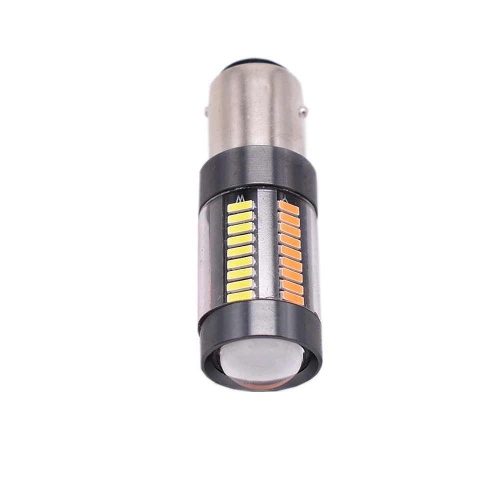 10 шт./лот двойной Цвет 1157 P27 BAY15D 4014 66 SMD светодио дный Белый/янтарный горки поворота световой сигнал задние тормоза Обратный лампа 12 V