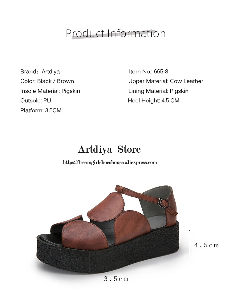 Artdiya новые летние, с пряжкой, женская обувь на платформе в стиле ретро из натуральной кожи с открытым носком на толстой подошве; обувь на плоской подошве обувь, римские сандалии 665-8