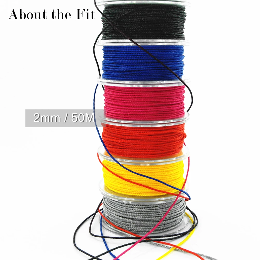 Nylon Cords 2mm 50M Braided Thread DIY String Strap Ropes Craft Beads