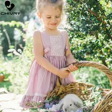 Chivry 2019 Little Girls Cute Bow Lace Sleeveless Pleated Princess Dress Baby Girls Toddler Summer Casual Sundress Vestidos girls lace pleated dress