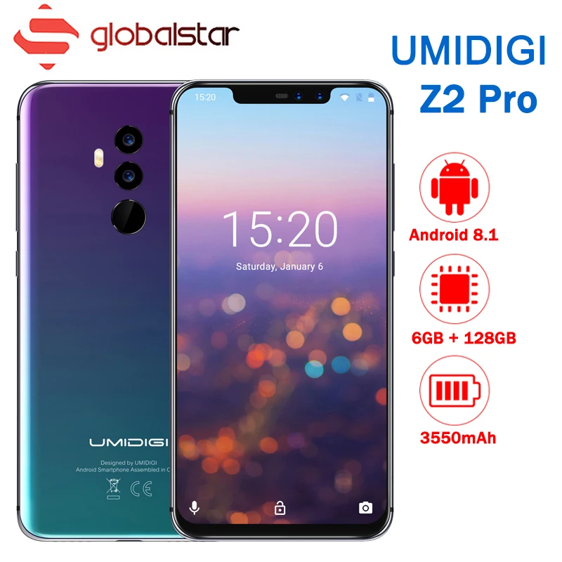Umidigi Z2 Pro Full HD + полный Экран 6 ГБ Оперативная память 128 Встроенная память мобильного телефона Helio P60 Octa Core 6,2 "Android 8,1 четыре Камера 4G LTE сотовые