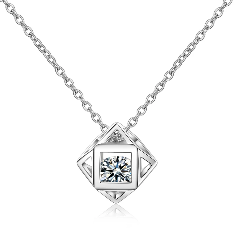 Multilayer Cube Square 925 Sterling Silver Necklace