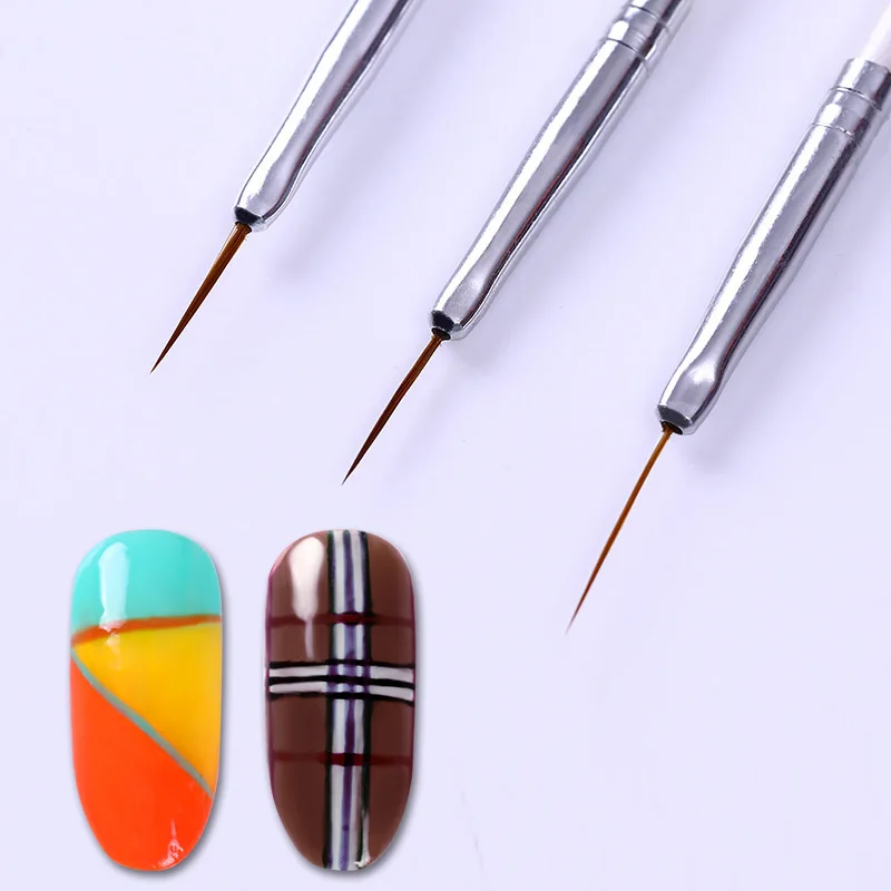 

3pcs/set Nail Art Liner Painting Pen 3D Tips DIY Acrylic UV Gel Brushes Drawing Kit Flower Line Grid French Design Manicure Tool