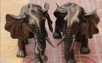 

24" Chinese Copper Bronze Animal Elephant Statue Pair
