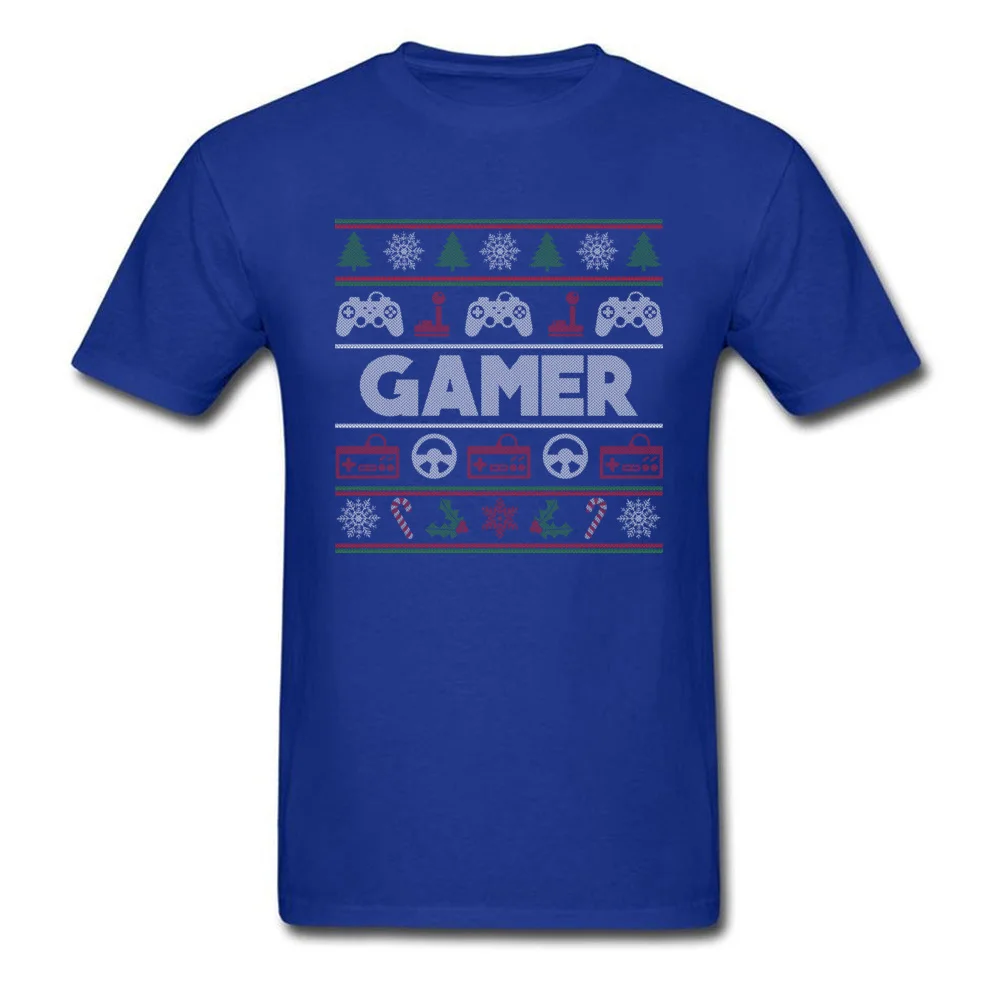 Gamer Ugly Christmas Sweater Tops Shirt 2018 Newest Crewneck Casual Short Sleeve 100% Cotton Men T-shirts Casual Tee Shirts Gamer Ugly Christmas Sweater blue