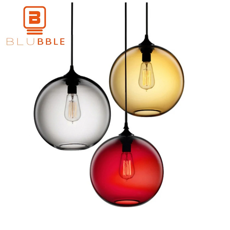 BLUBBLE Loft Glass Lucky Ball Colorful Pendant Lights Lampshade Dia20cm/25cm/30cm Hanging Lamp E27 Anna Love Festival Christmas BLUBBLE Loft Glass Lucky Ball Colorful Pendant Lights Lampshade Dia20cm/25cm/30cm Hanging Lamp E27 Anna Love Festival Christmas