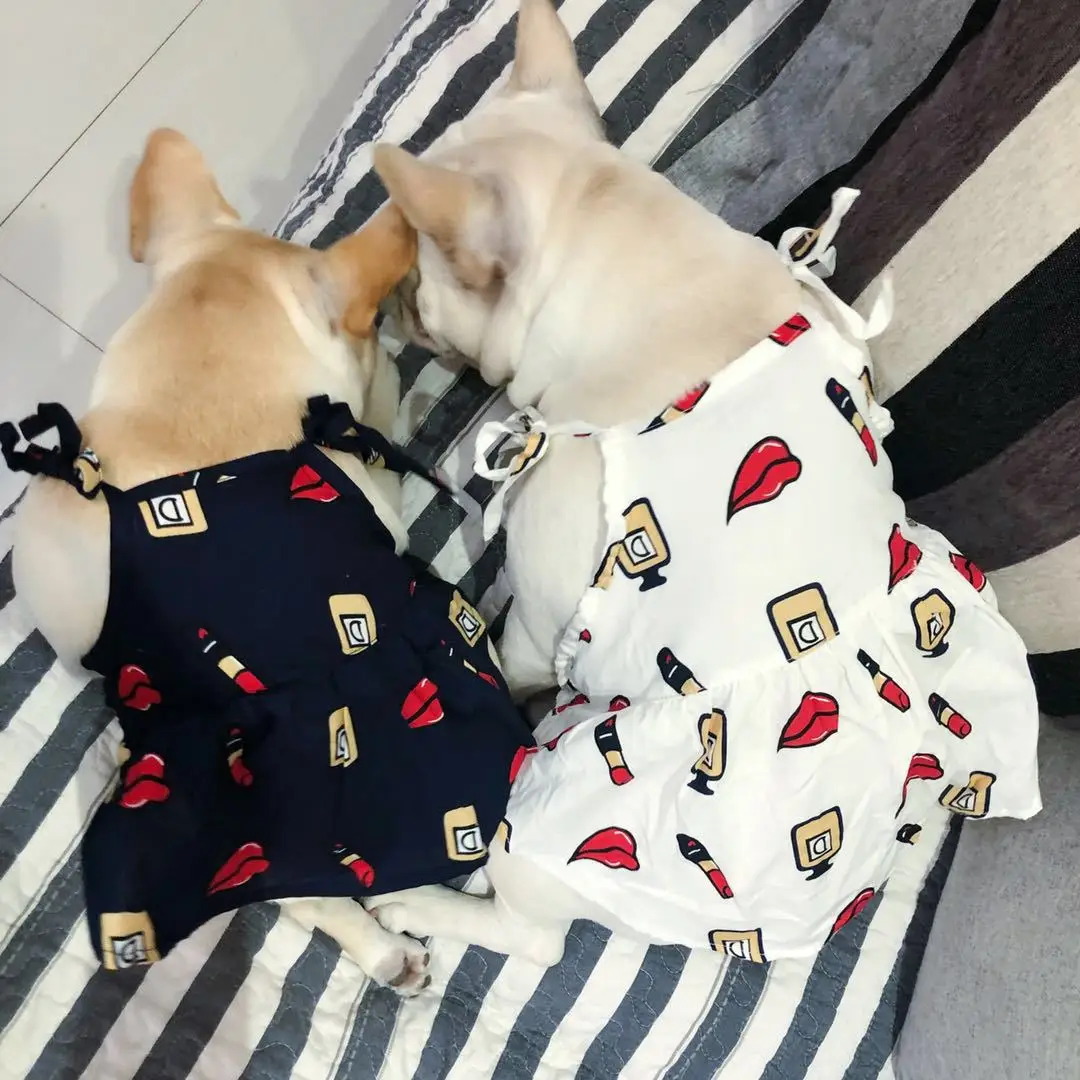 Хлопковое летнее прохладное платье с изображением французского бульдога одежда для домашних собак маленькие собаки одежда для домашних животных Мопс костюм с принтом Roupa водонепроницаемый жилет для собаки S-L