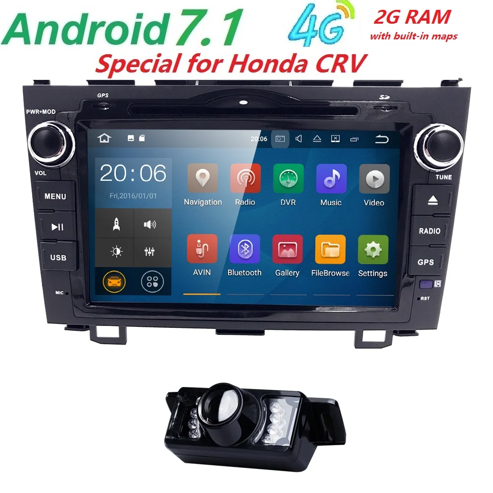 Android 7.1 HD 1024*600 Car DVD Player Radio For Honda CRV 2007 2008