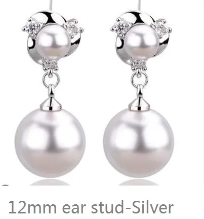 12mm ear stud silver Pure Silver Pearl серьги-гвоздики женские атмосферные серьги капельки длинные-стиль кисточками зажимы беззвучное отверстие ювелирные изделия HY001 - Окраска металла: 12mm ear stud silver
