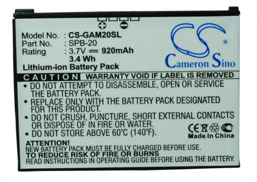 Аккумулятор Cameron Sino 920 мАч для GARMIN ASUS nuvifone M20 M20US 361 00039 20_07G016793450 SPB 20