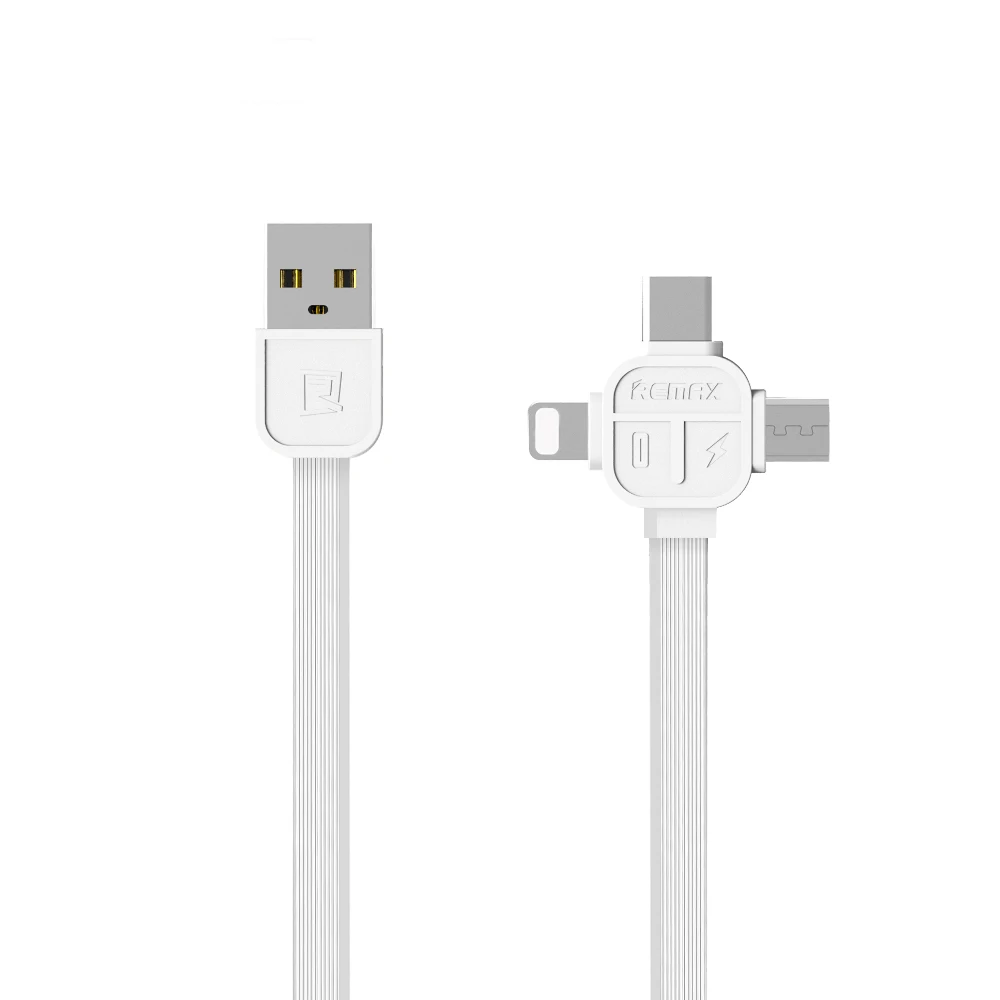 Remax LESU 3 в 1 кабель Micro USB для передачи данных Тип C зарядный iPhone Samsung Xiaomi Multi IOS