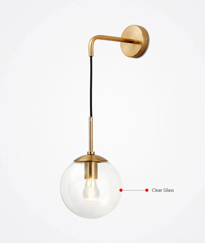 Nordic Post Modern LED Wall Lamp Creative Glass Ball Mirror Bedside Wall Lamps Vintage Wall Light For Living Room Heme Deco (5)