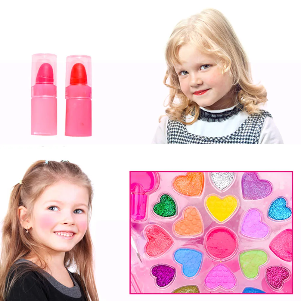 Kids Pretend Play Makeup Toys Set Girls Lipstick Nail Polish Toys Kits Real Washable Princess Cosmetic Set Girls Kitchen Kits