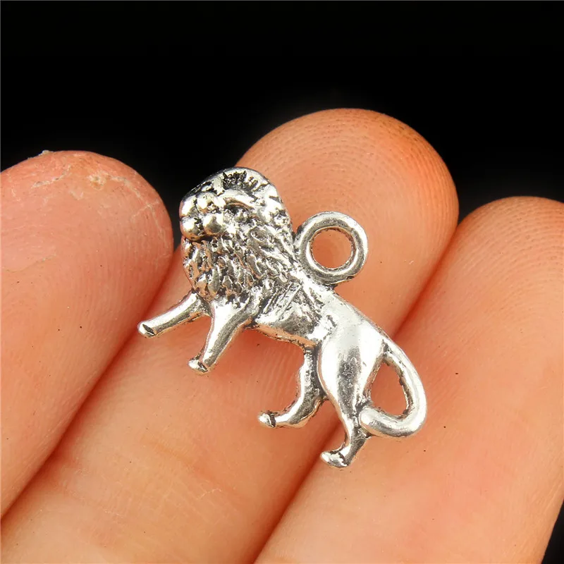 

10pcs Fashion Jewelry Accessories Tibetan Silver Lion Shape Charms Pendants For Necklace Bracelets Key Ring Making 17x10 Mm