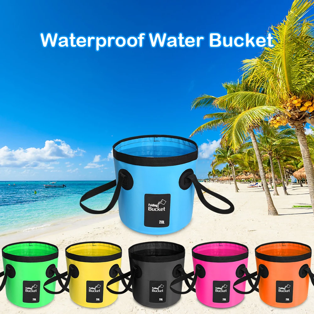 

12L / 20L Waterproof Water Bucket Outdoor Fishing Bucket Folding Water Container Camping Picnic Washing Cleaning Fishing Tool