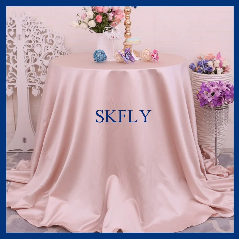 

CL053C many colors available cheap round purple grey blush thick satin wedding table cloth