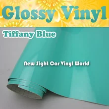 Высококачественный блестящий синий винил Tiffany с выпуском воздуха для оклейки автомобиля Размер: 1,52*30 м/рулон