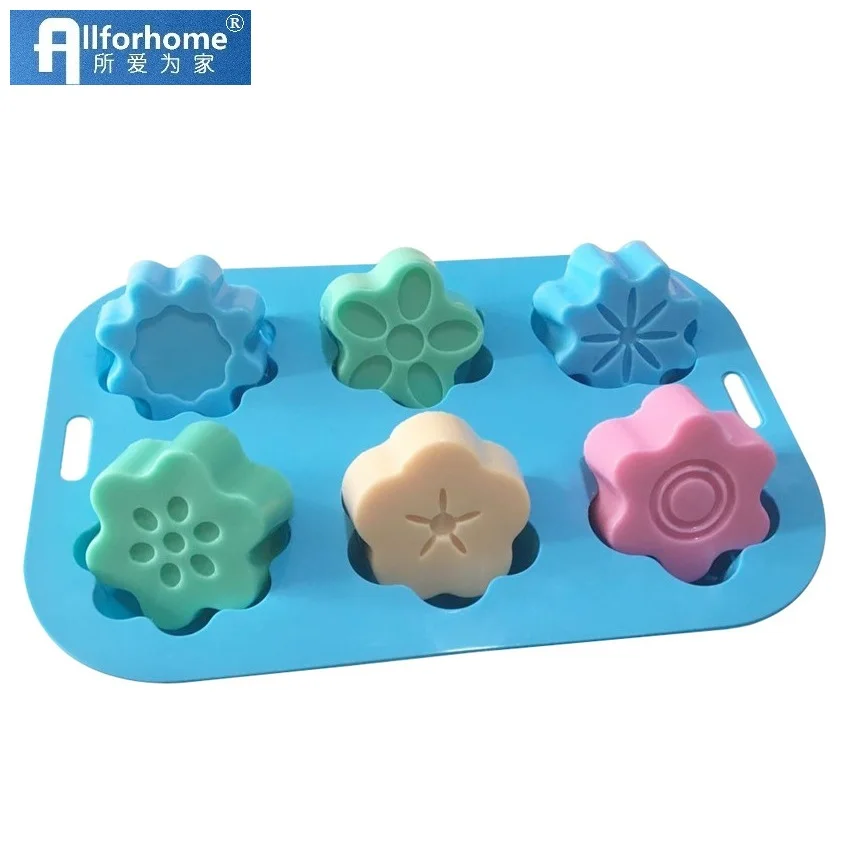 

6 Plum Blossom Silicone Cake Baking Mold Cupcake Pan Muffin Cup Cake Soap Making Mould Biscuit Chocolate Ice Cream Soap DIY Mold