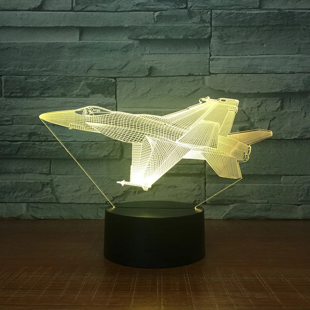 Летательный аппарат акриловый светодиодный 3D игрушка-ночник лампа Детские комплекты одежды с изображением самолета Модель Usb Светильник Настольный DC5V для подарок ребенку на Рождество