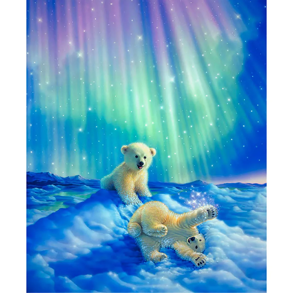 

Embroidery Sale 5D Diamond Fresh And Simple Blue Starry Sky And White Bear Fresh Painting Square Drill Handmade Wall Decor