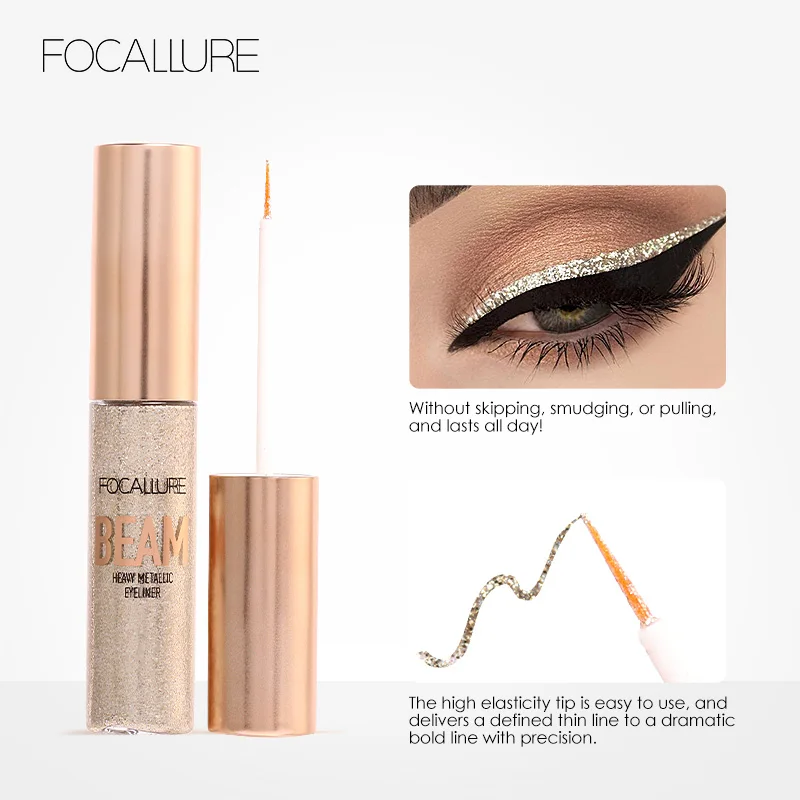 

Focallure 5 Colors Glitter Eyeliner Waterproof Shimmer Metal Liquid Eyeliner Easy to Wear Liquid Eyeshadow Pigment Eye Liner Kit