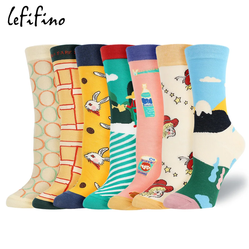 New Cute Cartoon Women Cotton Socks Printed Rabbit Stripes Princess