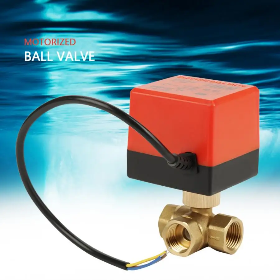 DN15 латунный клапан 3 Way 220VAC моторизованный шаровой клапан для потока Управление латунный шаровой клапан